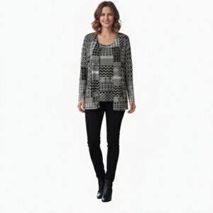 Christopher & Banks Black White Geometric Patchwork Tank Top & Jacket Set Large